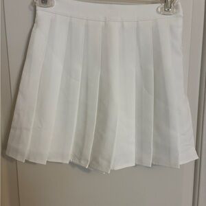 White Pleated Mini Skirt with Under Shorts